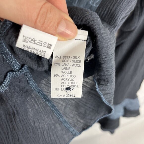 Elisa Cavaletti Lagenlook Boho Flowy Wool-Silk-Blend Blouse Womens Size S - Picture 6 of 13